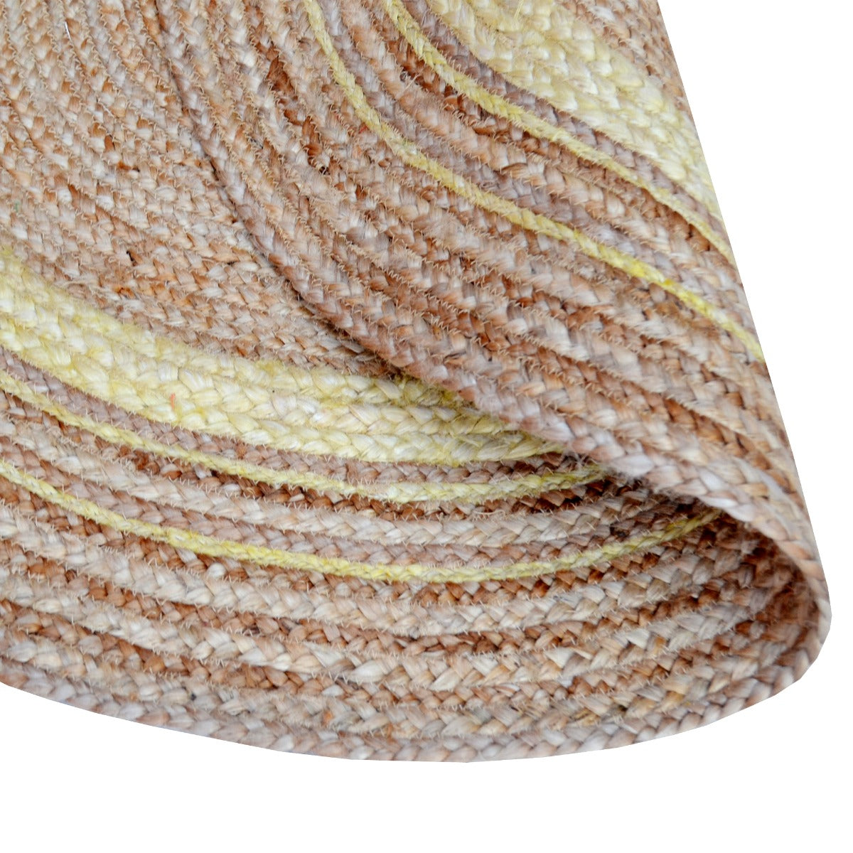 Tribal Round Jute Rug-Ripple 1108-Natural/Ivory-100x100cm
