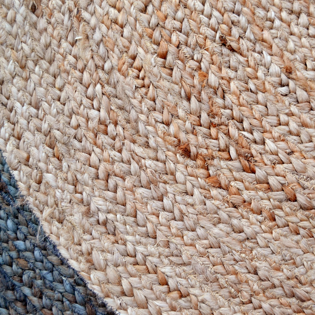 Tribal Round Jute Rug-Ripple 1107-Natural/Turquoise-100x100cm