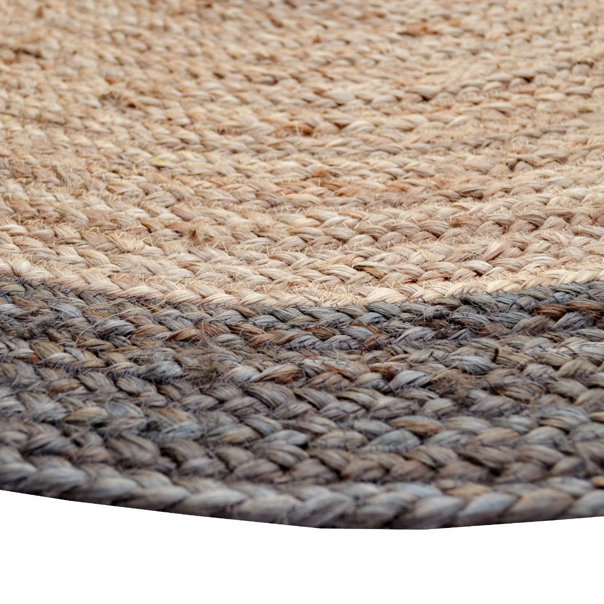 Tribal Round Jute Rug-Ripple 1107-Natural/Turquoise-100x100cm