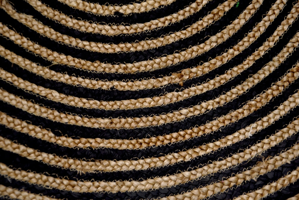 Tribal Handmade Round Jute Rug - 1037 - Natural/Black - 120x120