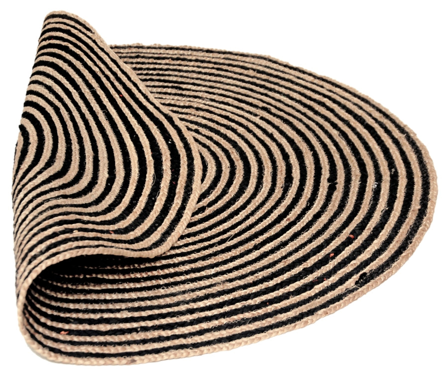 Tribal Handmade Round Jute Rug - 1037 - Natural/Black - 120x120
