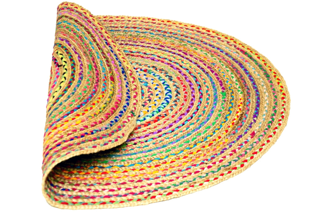 Tribal Handmade Round Jute Rug - 1037 - Natural/Multi - 100x100