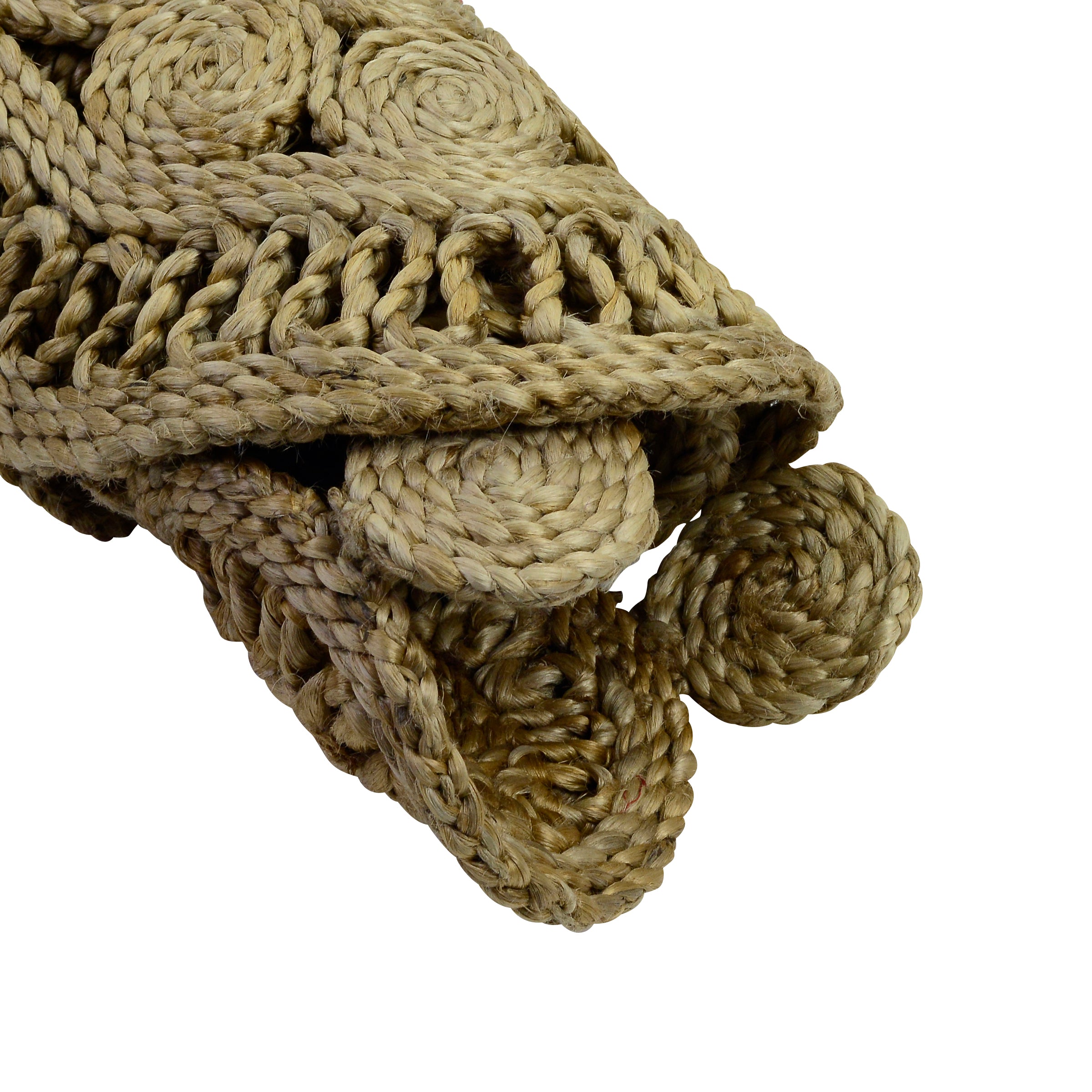 Handwoven Floral Jute Rug - 1038 - Natural - 120x120