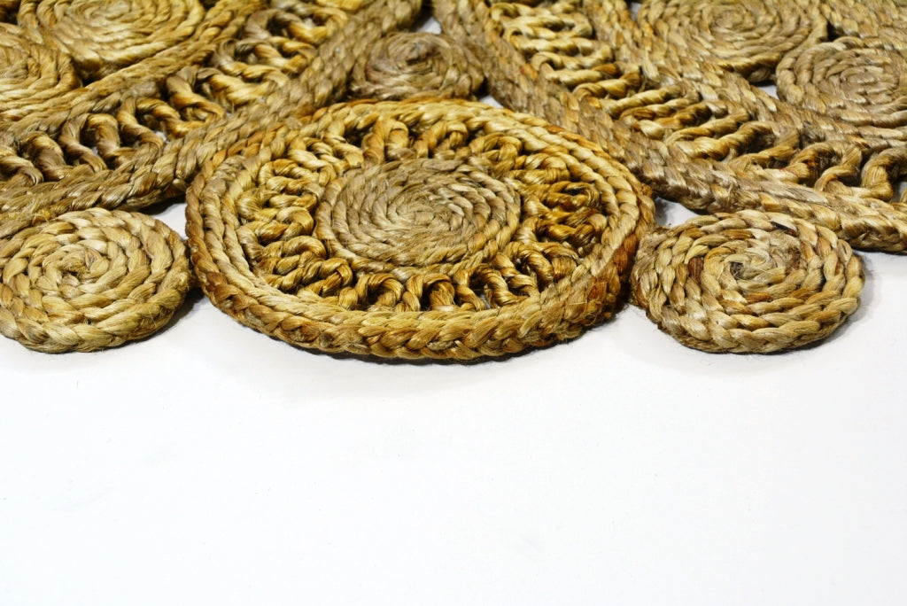 Handwoven Floral Jute Rug - 1039 - Natural - 120x120