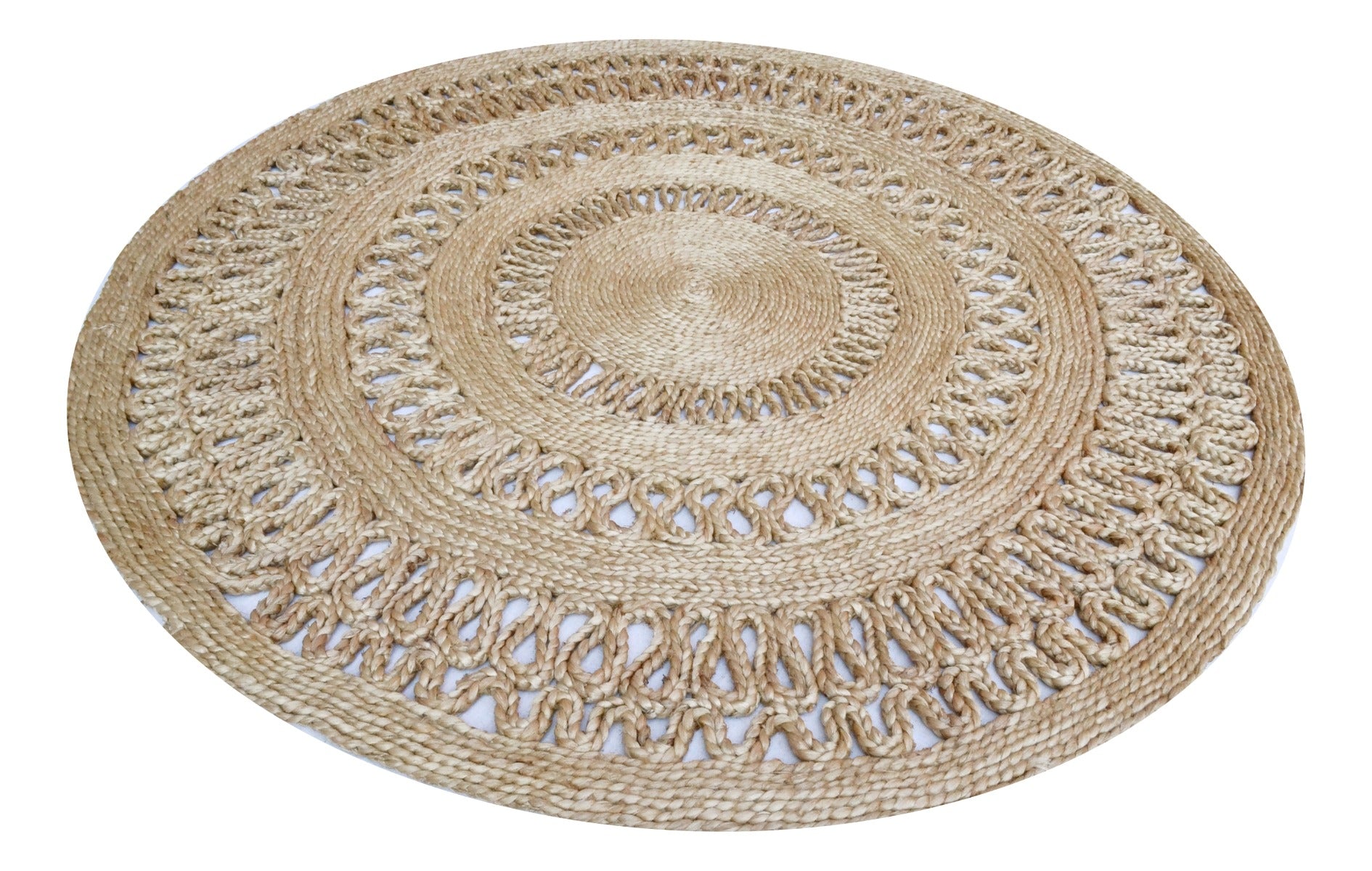 Tribal Round Jute Rug - 1069 - Natural - 120x120cm