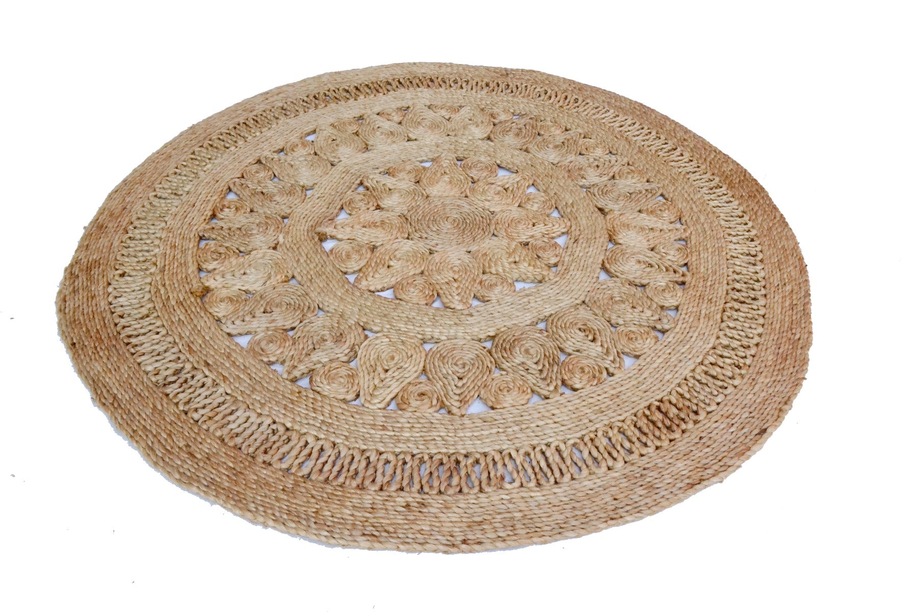 Tribal Round Jute Rug - 1079 - Natural - 120x120cm