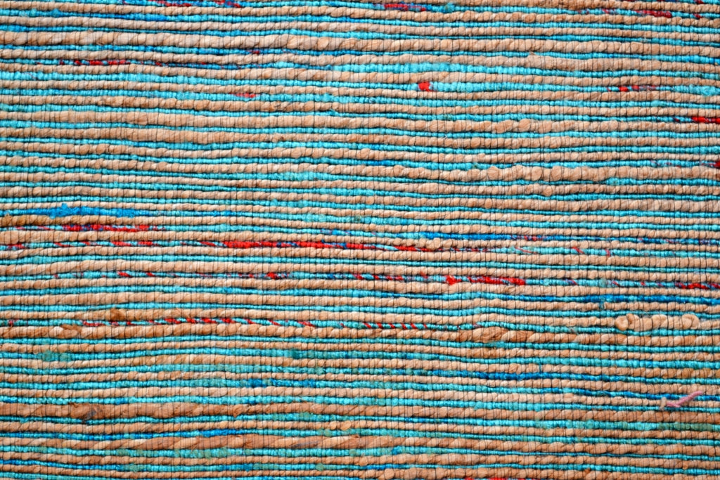 Trendy Handwoven Jute & Silk Rug - Stripe 6001 - Natural/Aqua - 110x160cm