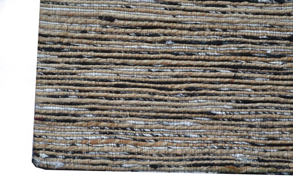 Trendy Handwoven Jute & Silk Rug - Stripe 6001 - Natural/Black - 110x160cm
