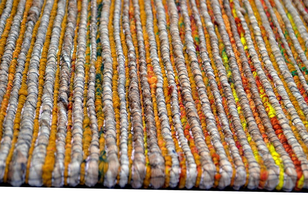 Trendy Handwoven Jute & Silk Rug - Stripe 6001 - Natural/Gold - 110x160cm