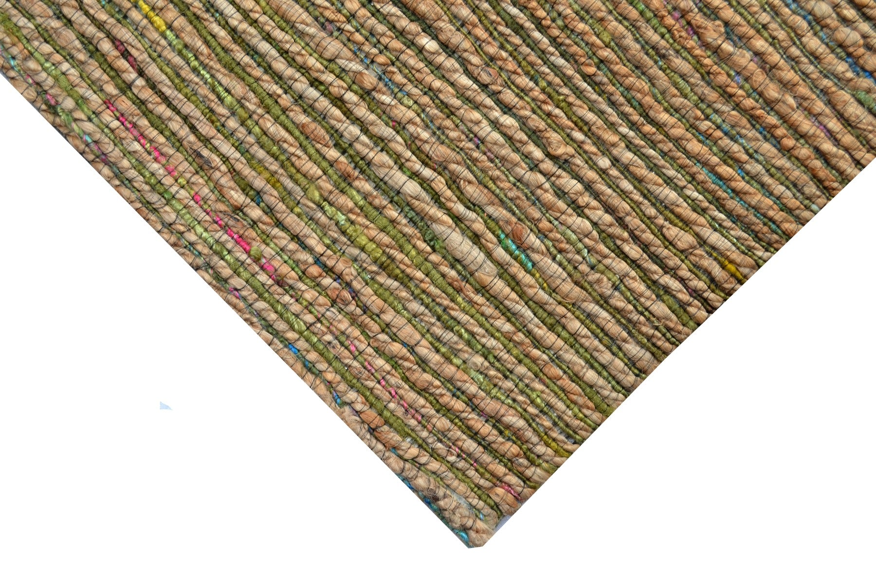Trendy Handwoven Jute & Sari Silk Rug - 6001 - Natural/Green - 160x230cm