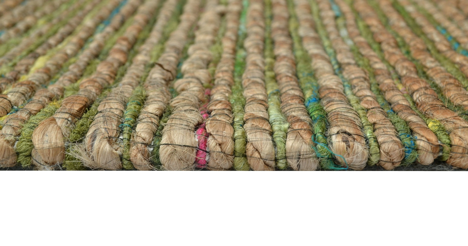 Trendy Handwoven Jute & Sari Silk Rug - 6001 - Natural/Green - 160x230cm