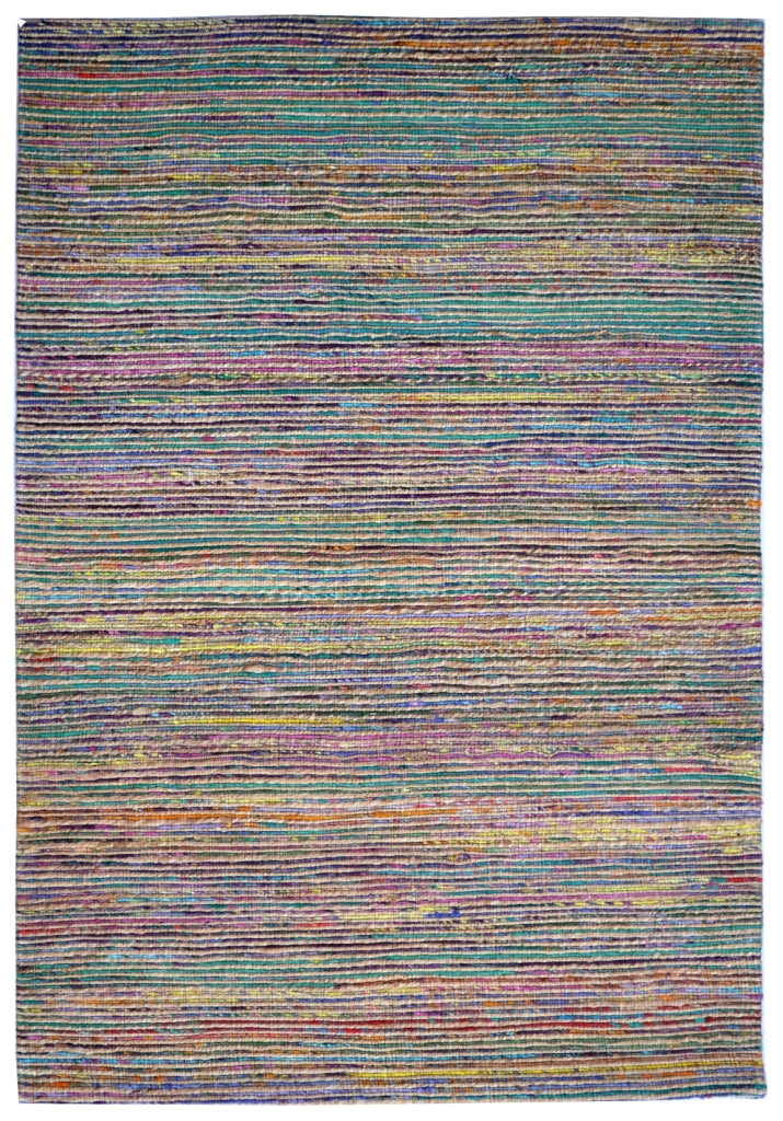 Trendy Handwoven Jute & Silk Rug - Stripe 6001 - Natural/Multi - 110x160cm