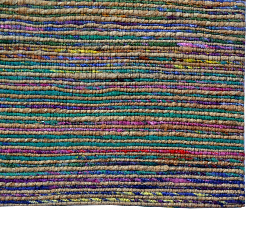 Trendy Handwoven Jute & Silk Rug - Stripe 6001 - Natural/Multi - 110x160cm