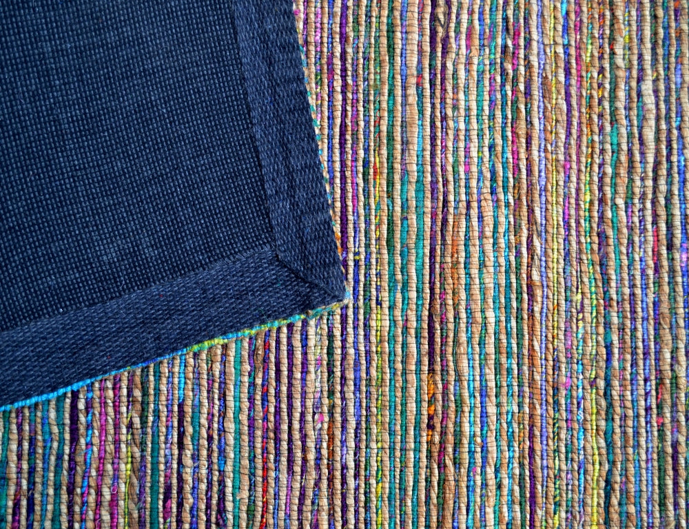 Trendy Handwoven Jute & Silk Rug - Stripe 6001 - Natural/Multi - 110x160cm