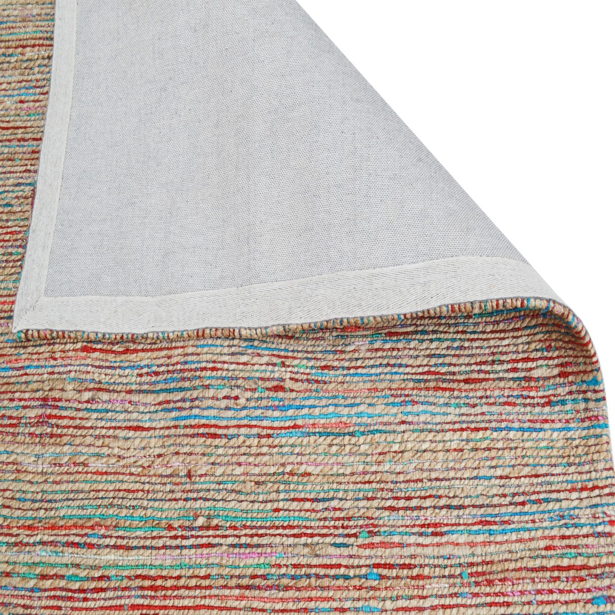 Handwoven Natural Jute Rug-Kerala 6001-Natural/Red Multi-110x160cm