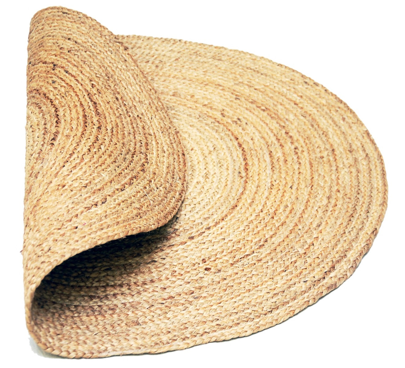 Handmade Round Jute Rug - Plain - Natural - 100x100