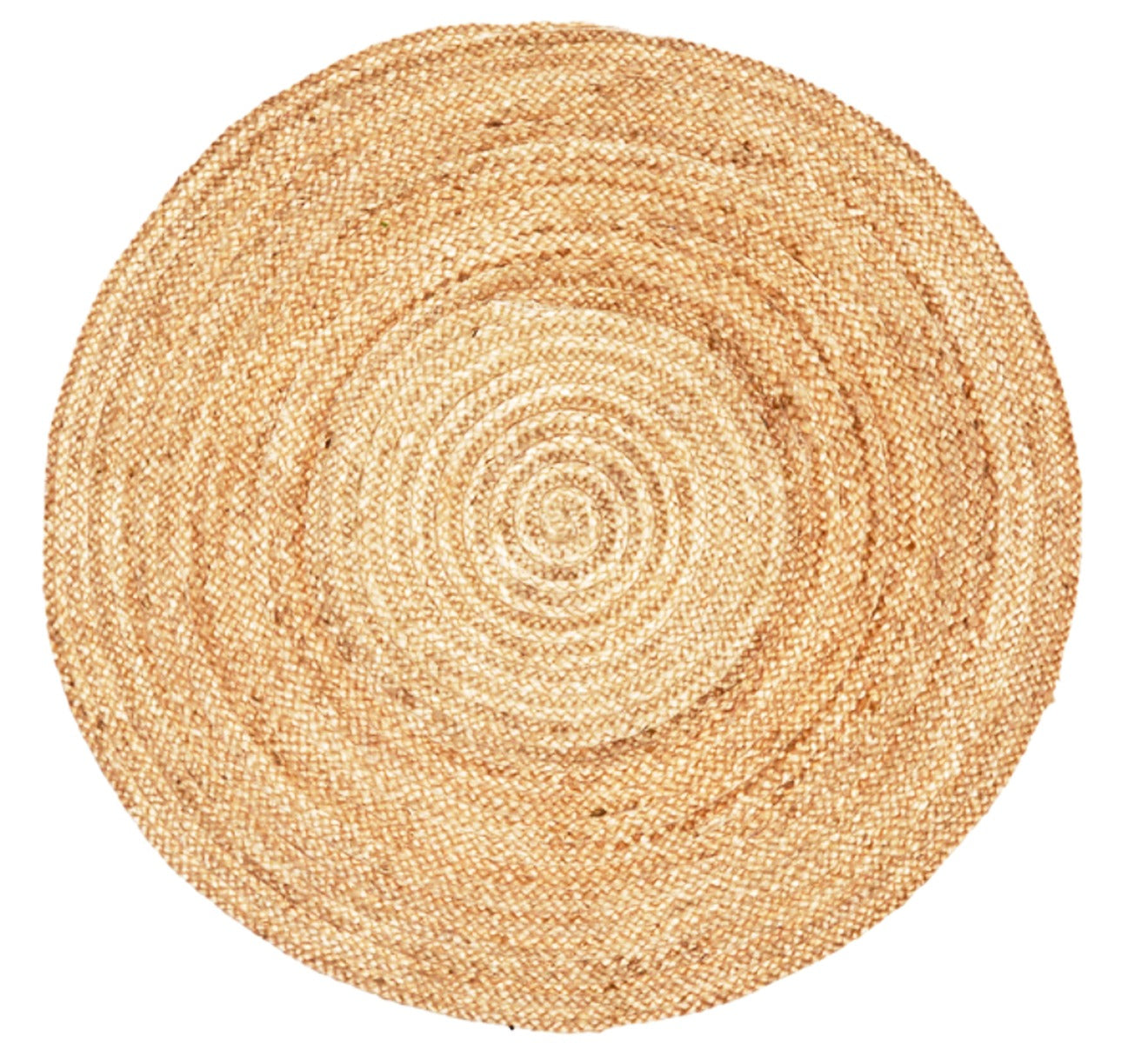 Handmade Round Jute Rug - Plain - Natural - 100x100