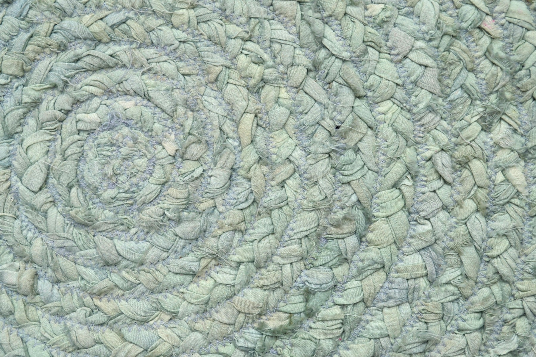 Tribal Round Handwoven Jute Rug - Ripple - Cyan Blue/Natural - 120x120cm