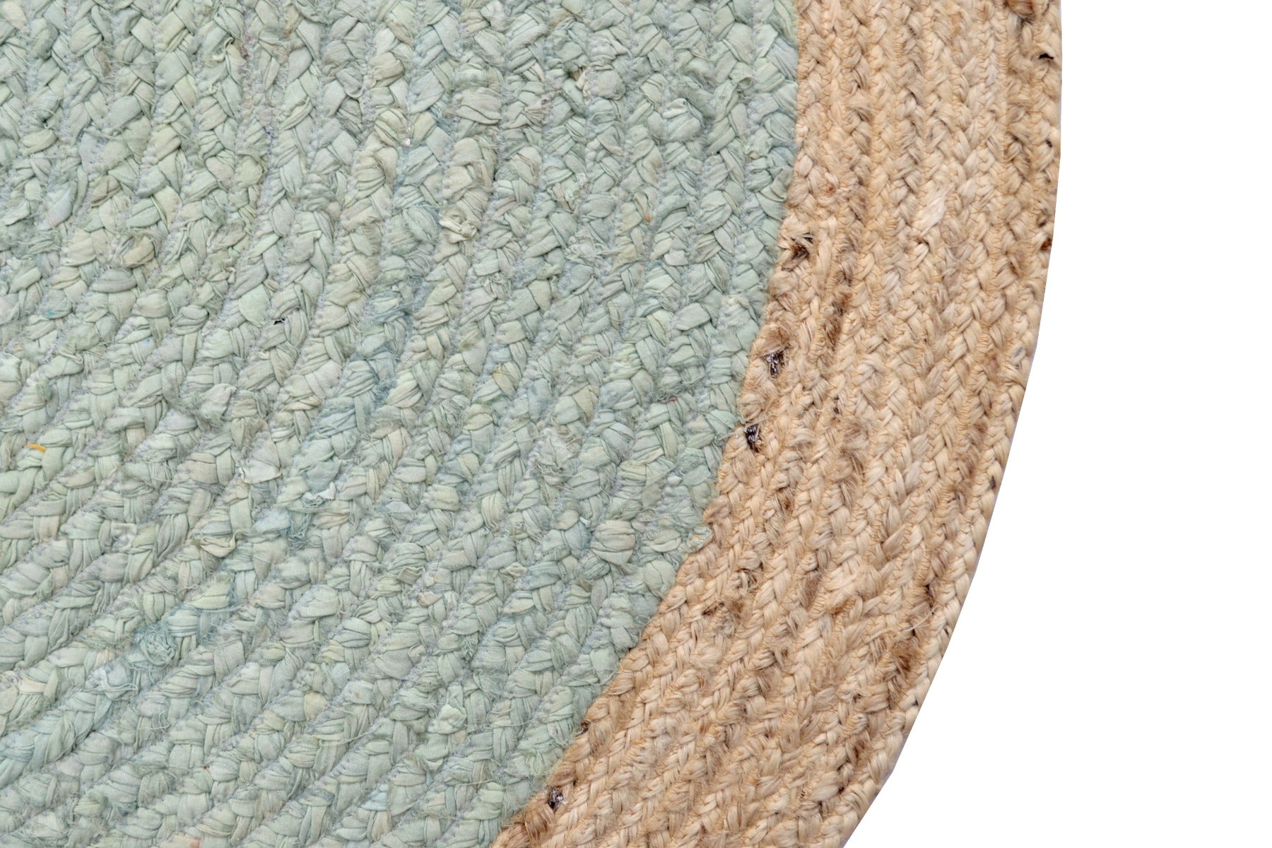 Tribal Round Handwoven Jute Rug - Ripple - Cyan Blue/Natural - 120x120cm