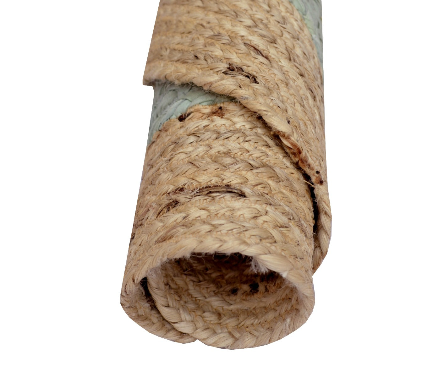 Tribal Round Handwoven Jute Rug - Ripple - Cyan Blue/Natural - 120x120cm