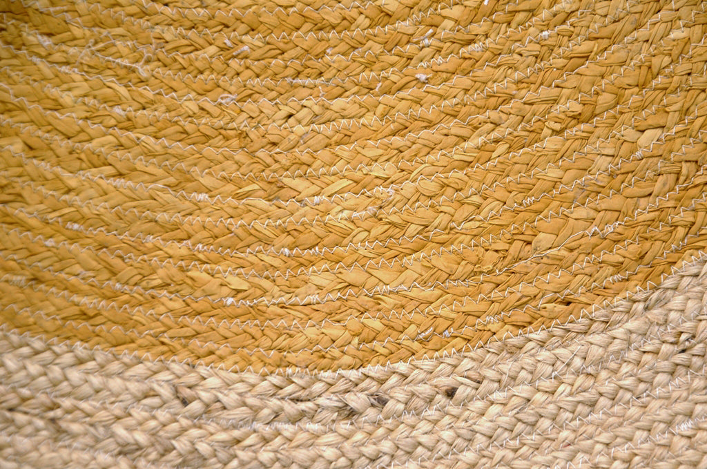 Handmade Round Jute Rug - Ripple - Gold/Natural - 100x100