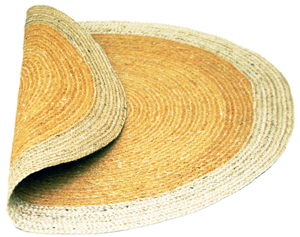 Handmade Round Jute Rug - Ripple - Gold/Natural - 100x100