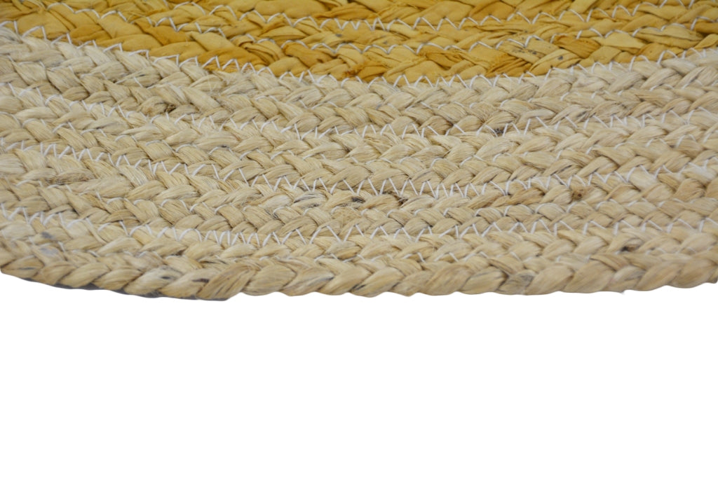 Handmade Round Jute Rug - Ripple - Gold/Natural - 100x100