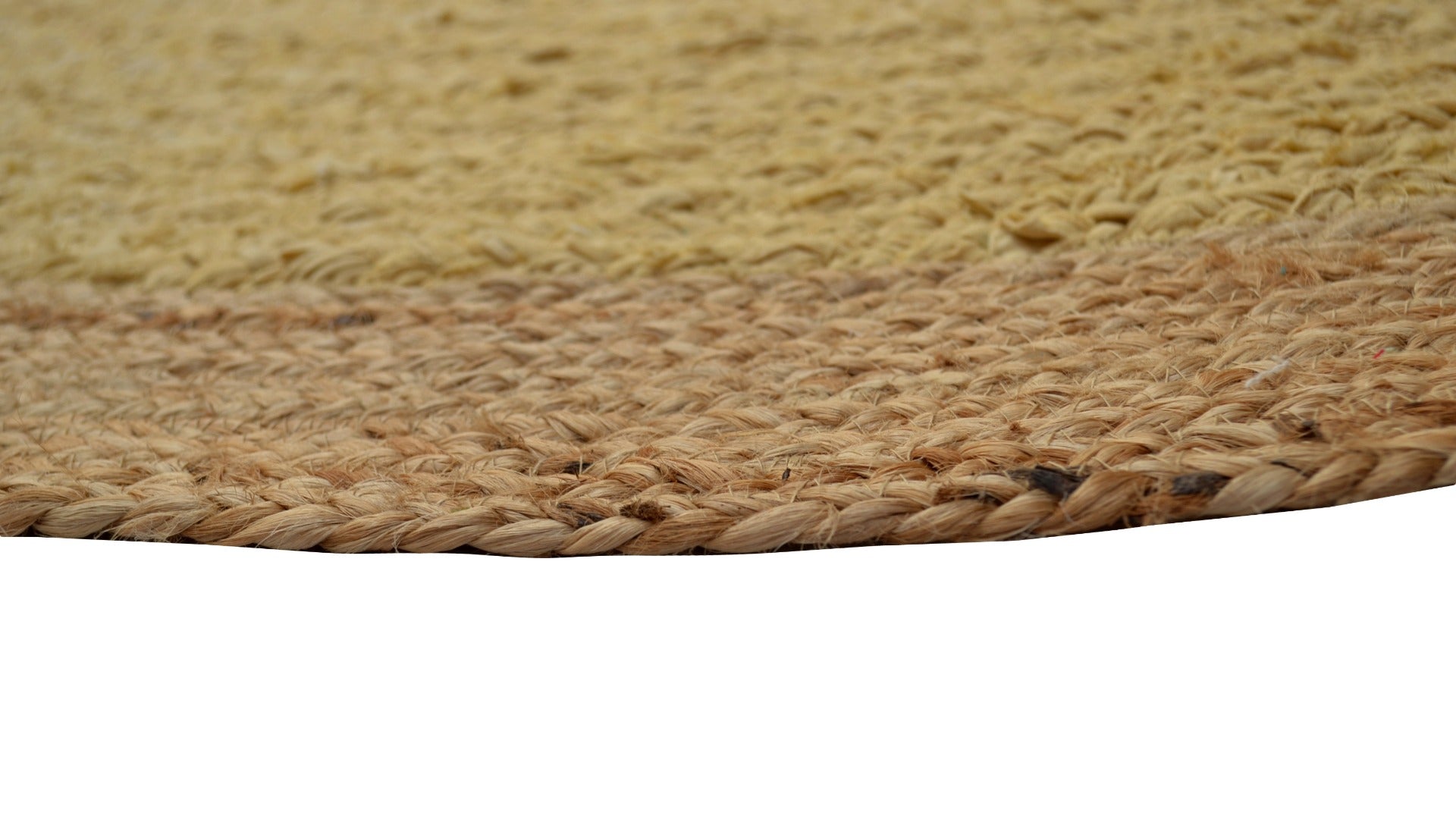 Tribal Round Handwoven Jute Rug - Ripple - Mustard Yellow/Natural - 120x120cm