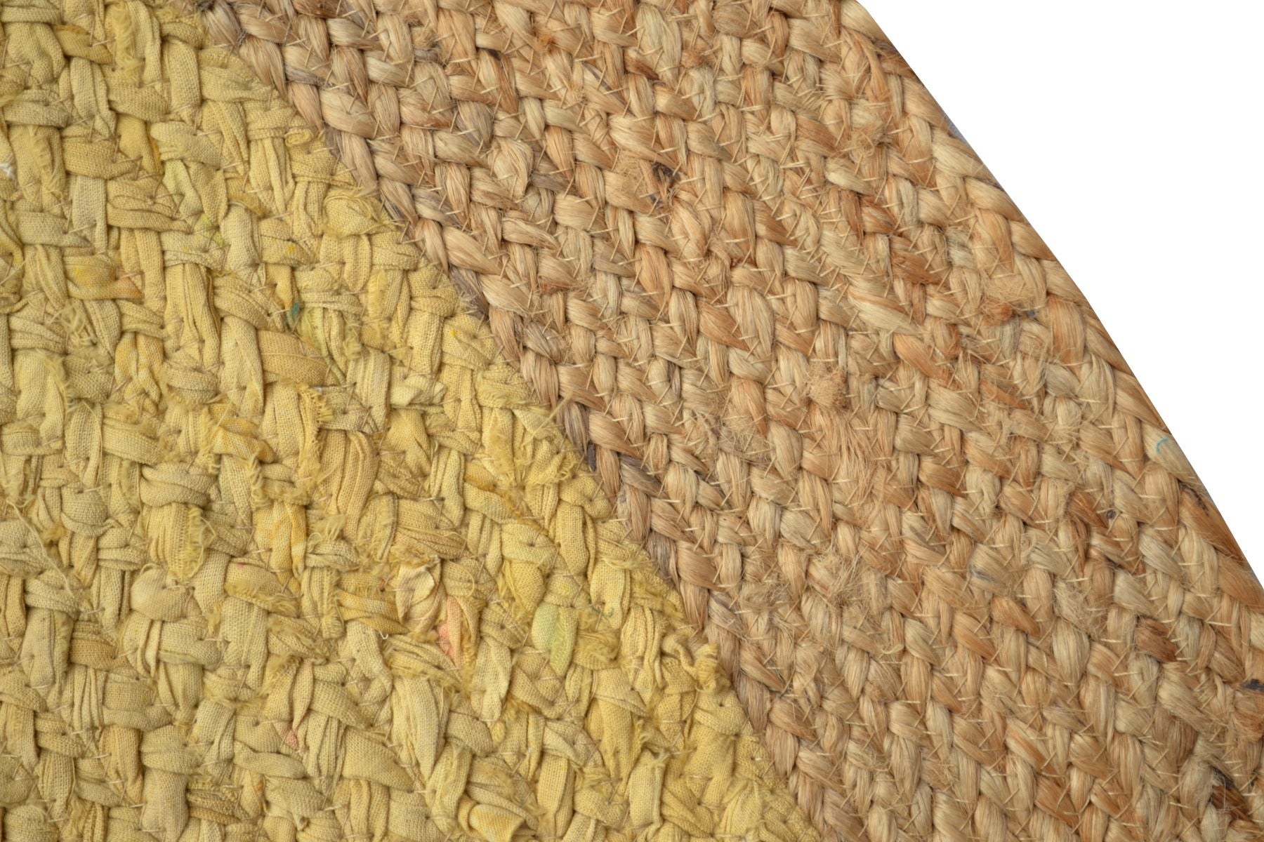 Tribal Round Handwoven Jute Rug - Ripple - Mustard Yellow/Natural - 120x120cm
