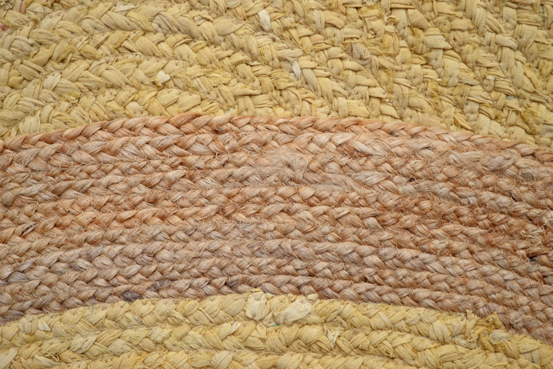 Tribal Round Handwoven Jute Rug - Ripple - Mustard Yellow/Natural - 120x120cm