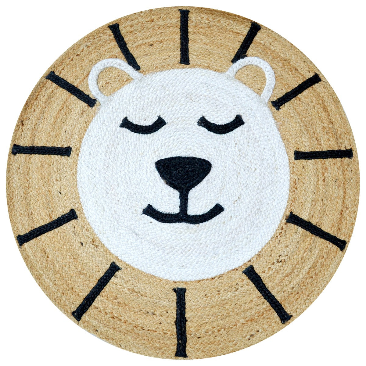Handmade Kids Jute Round Rug-Simba 1144-Natural-100x100cm