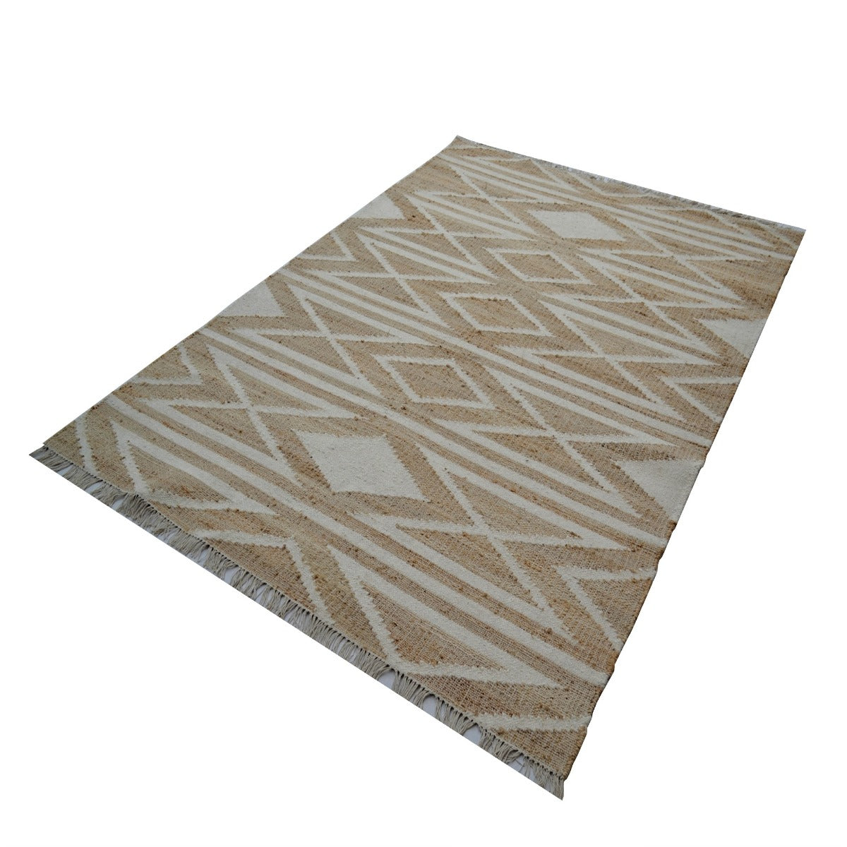 Natural Handwoven Jute Rug-Toulon 1133-Natural/Ivory-110x160cm