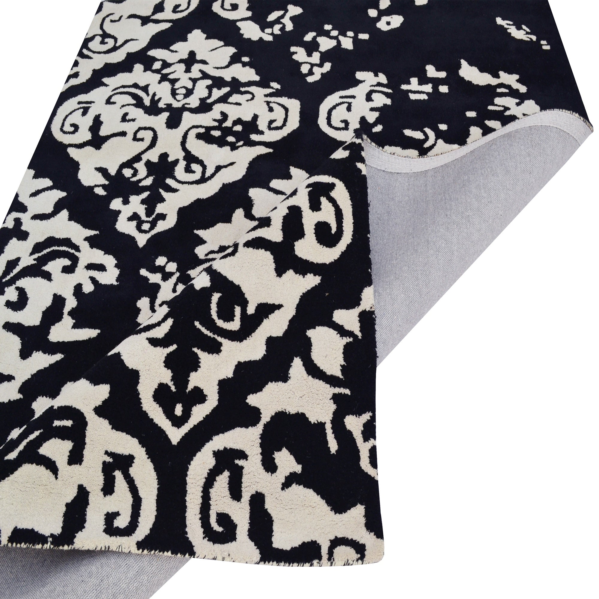 Designer Handmade Wool Rug - Erase 6420 - Black/Cream-160x230cm