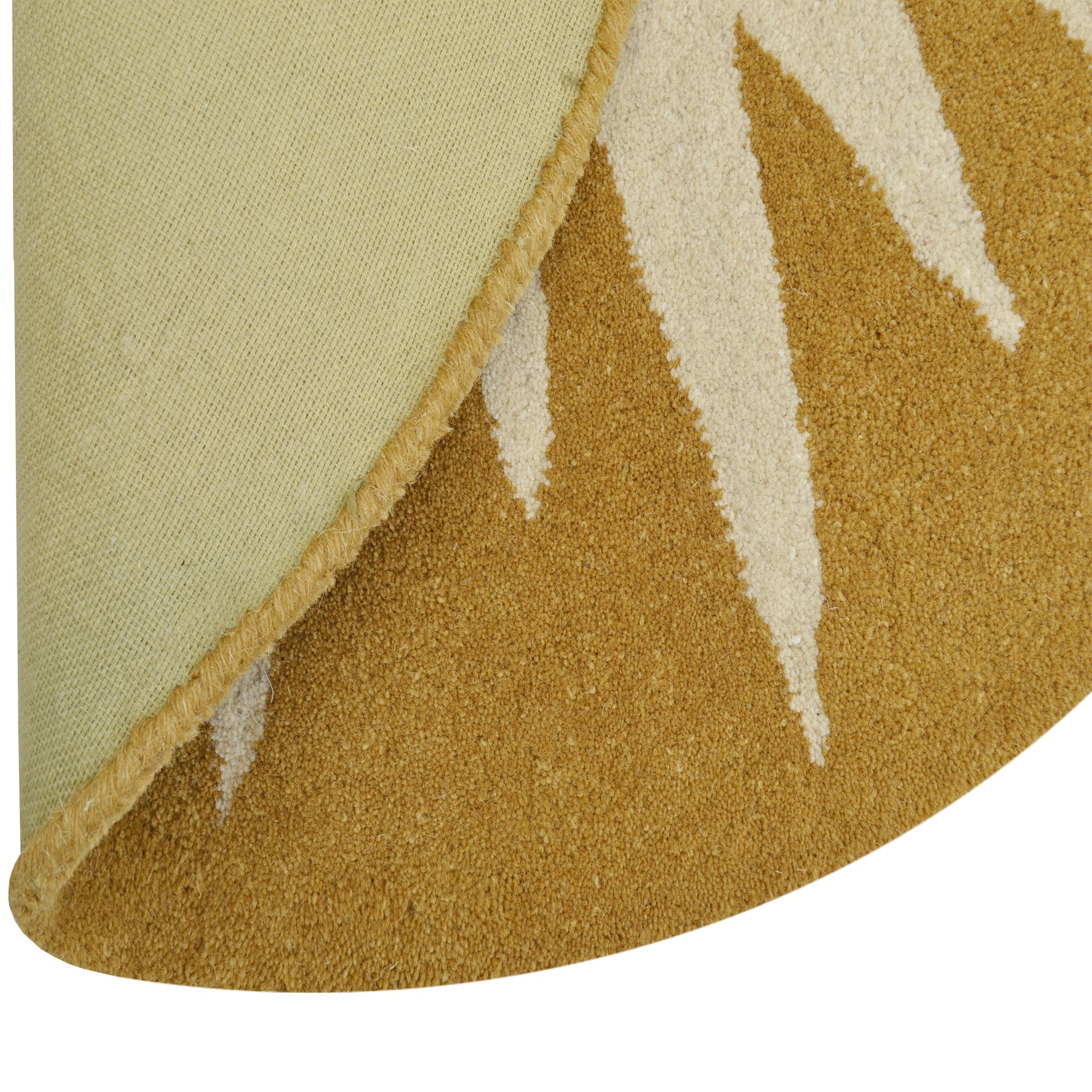 Handmade Round Wool Rug- Transit 6329-Cream Mustard Yellow-100x100cm