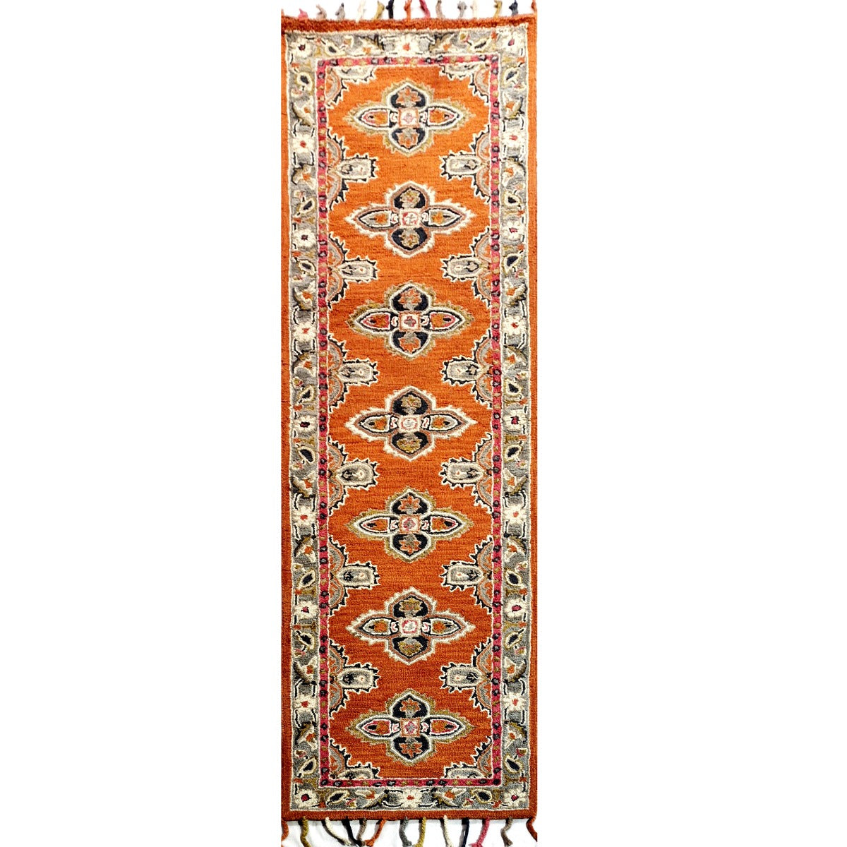 Handmade Lyon Wool Rug-6304-Orange-110x160cm