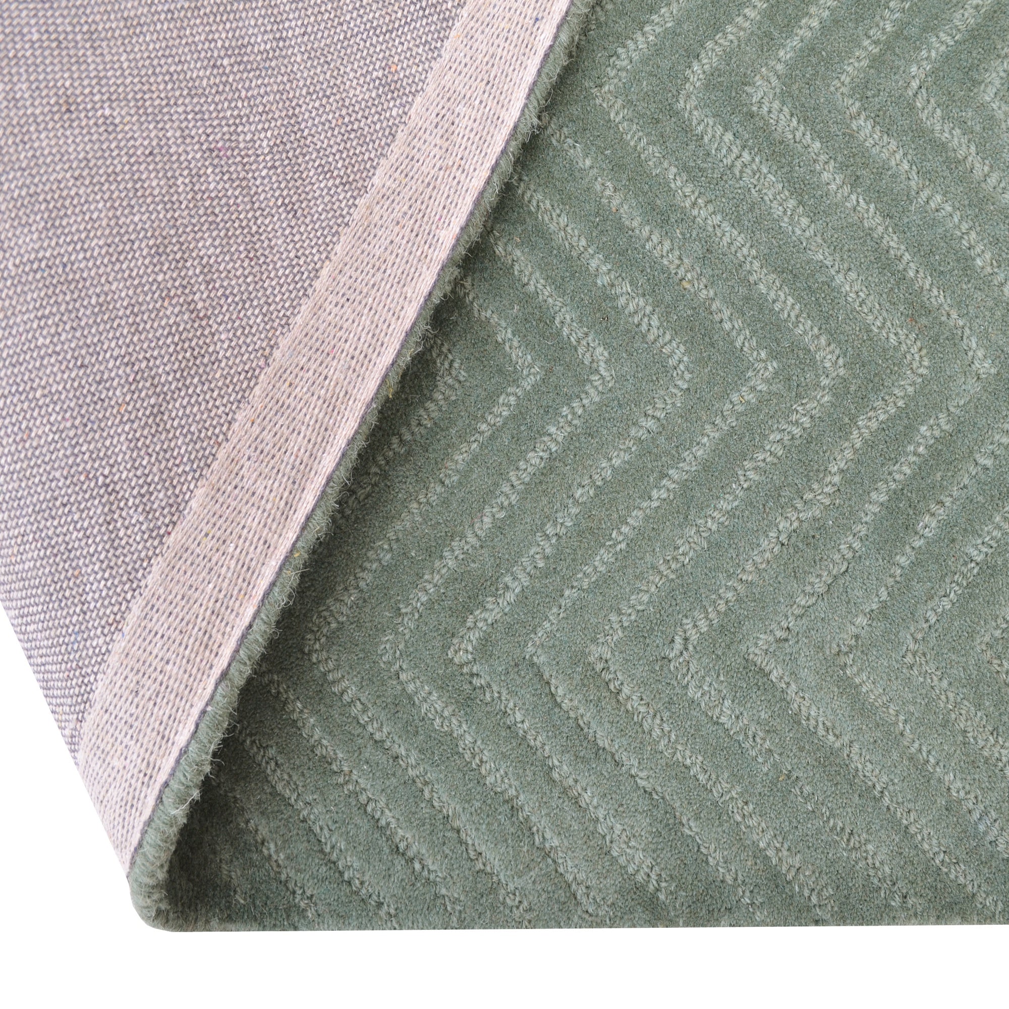 Handmade Chevron Wool Rug- 6439- Sea Green-60x90cm