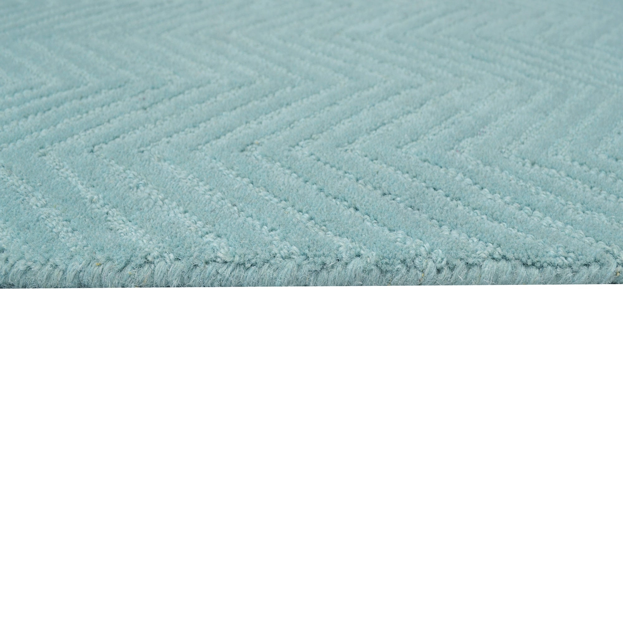 Handmade Chevron Wool Rug- 6439- Aqua-60x90cm