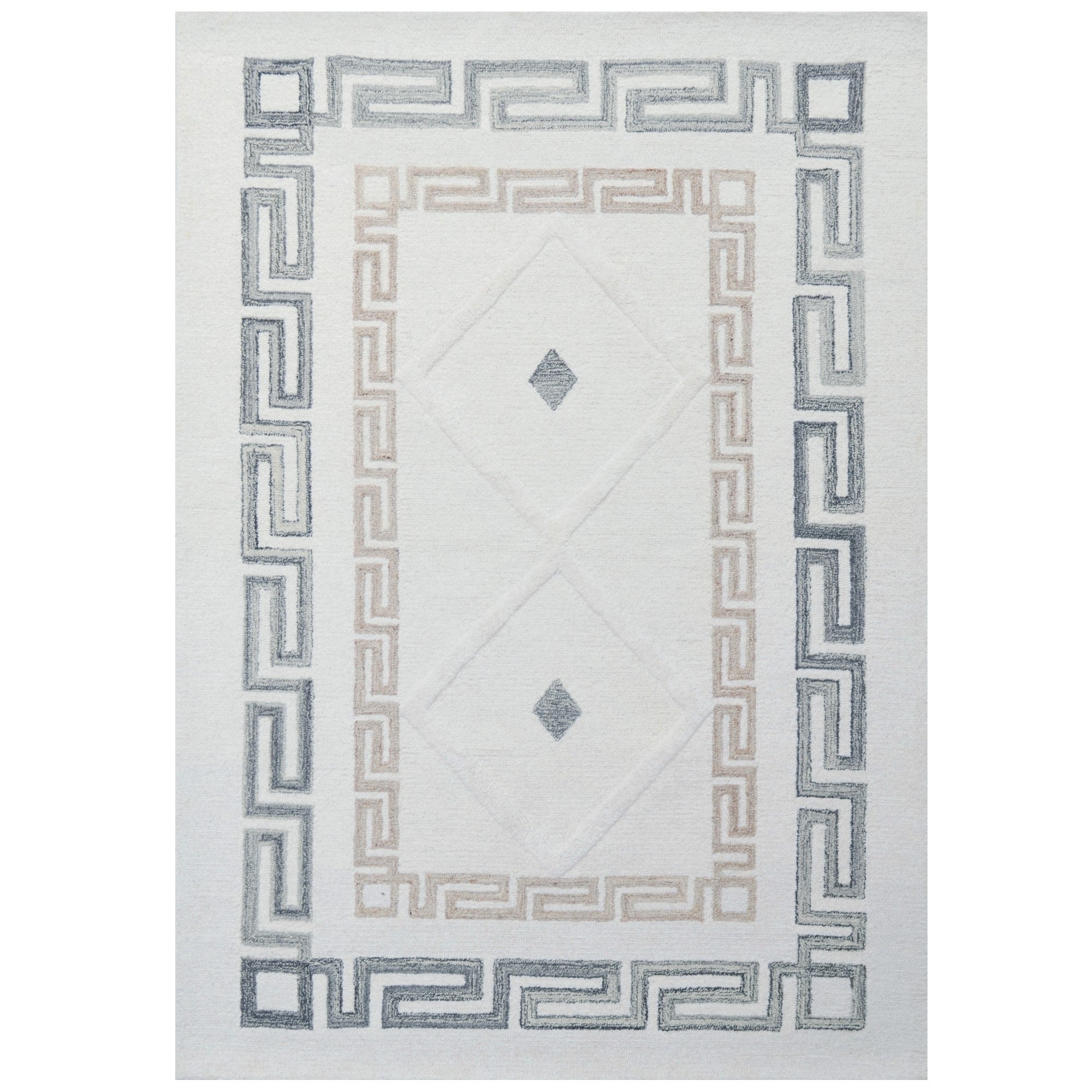 Handmade Alstone Wool Rug- 6442- Ivory/Multi-110x160cm