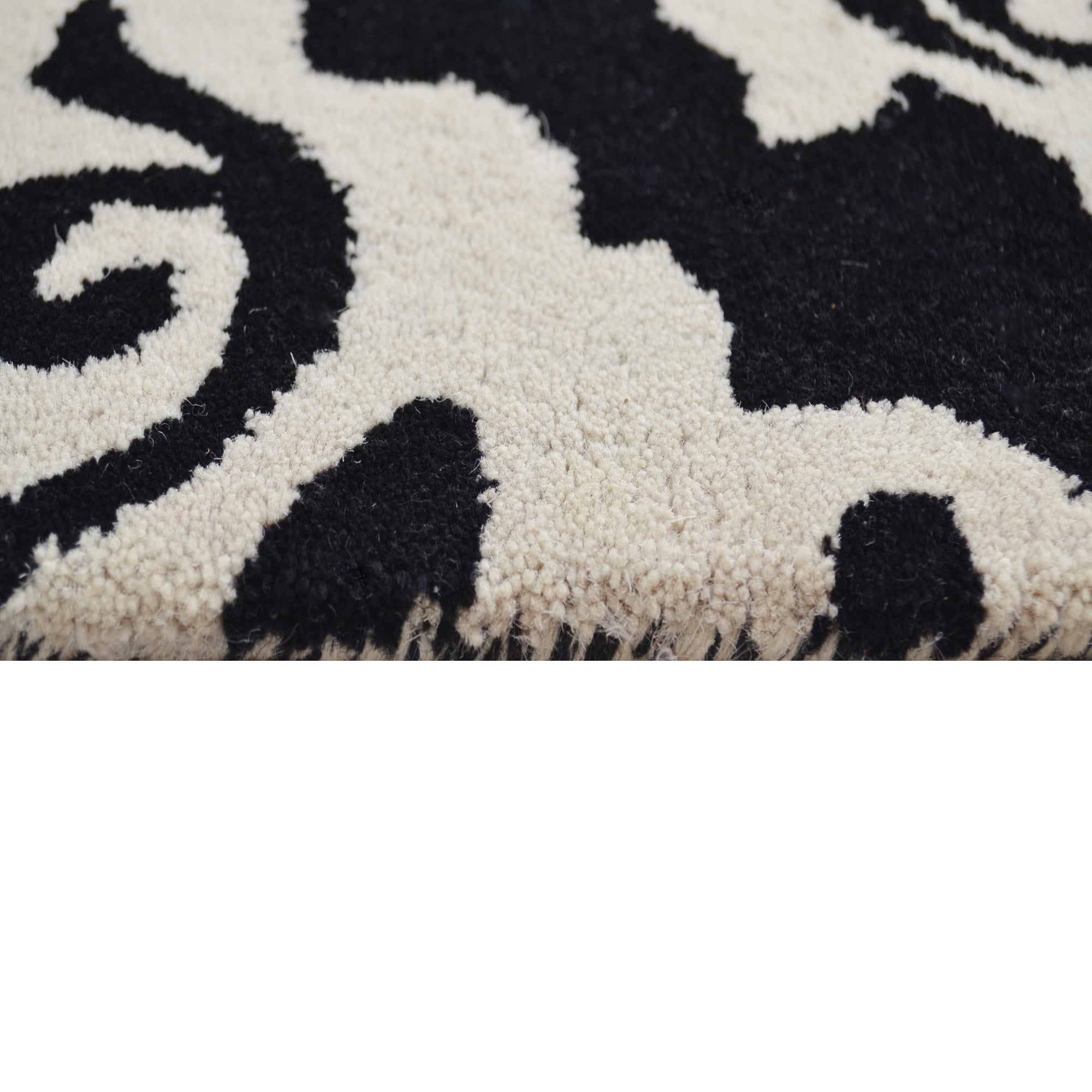 Designer Handmade Wool Rug - Erase 6420 - Black/Cream-160x230cm