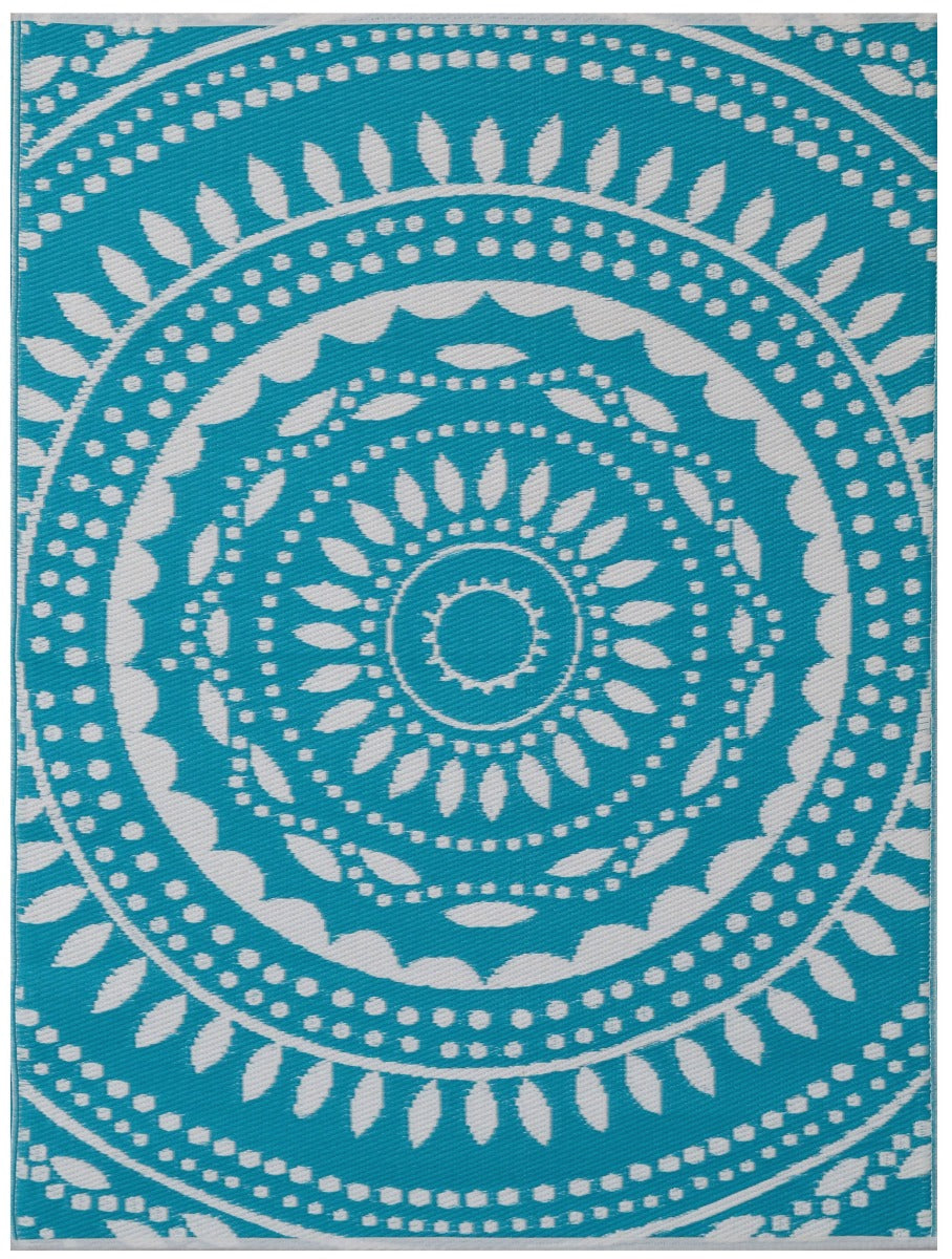 Alfresco Reversible Outdoor Mat - 21A1 - Aqua/White - 120x170cm