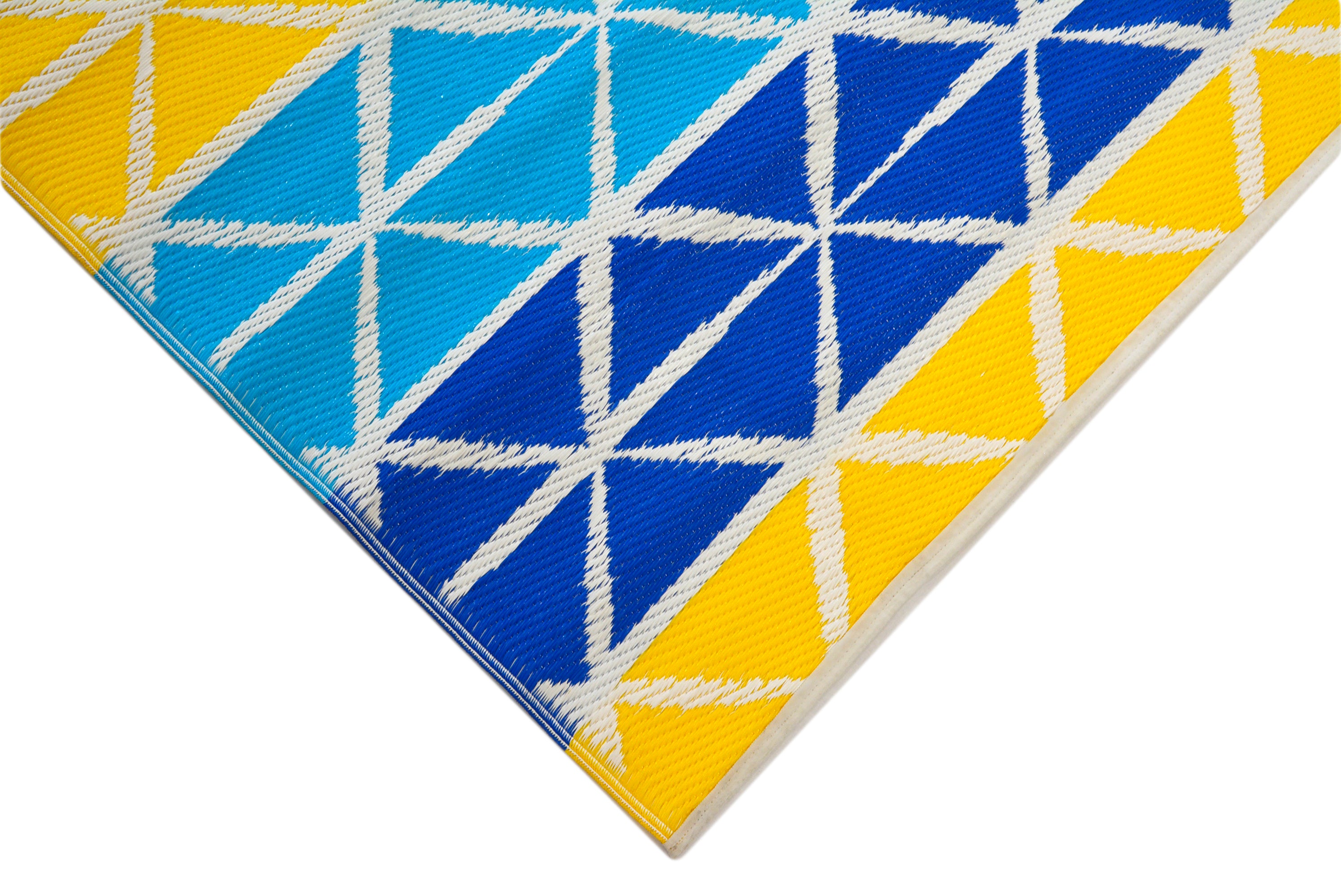 Reversible Indoor/Outdoor Mats - Chatai-2685-Aqua Yellow-120x170