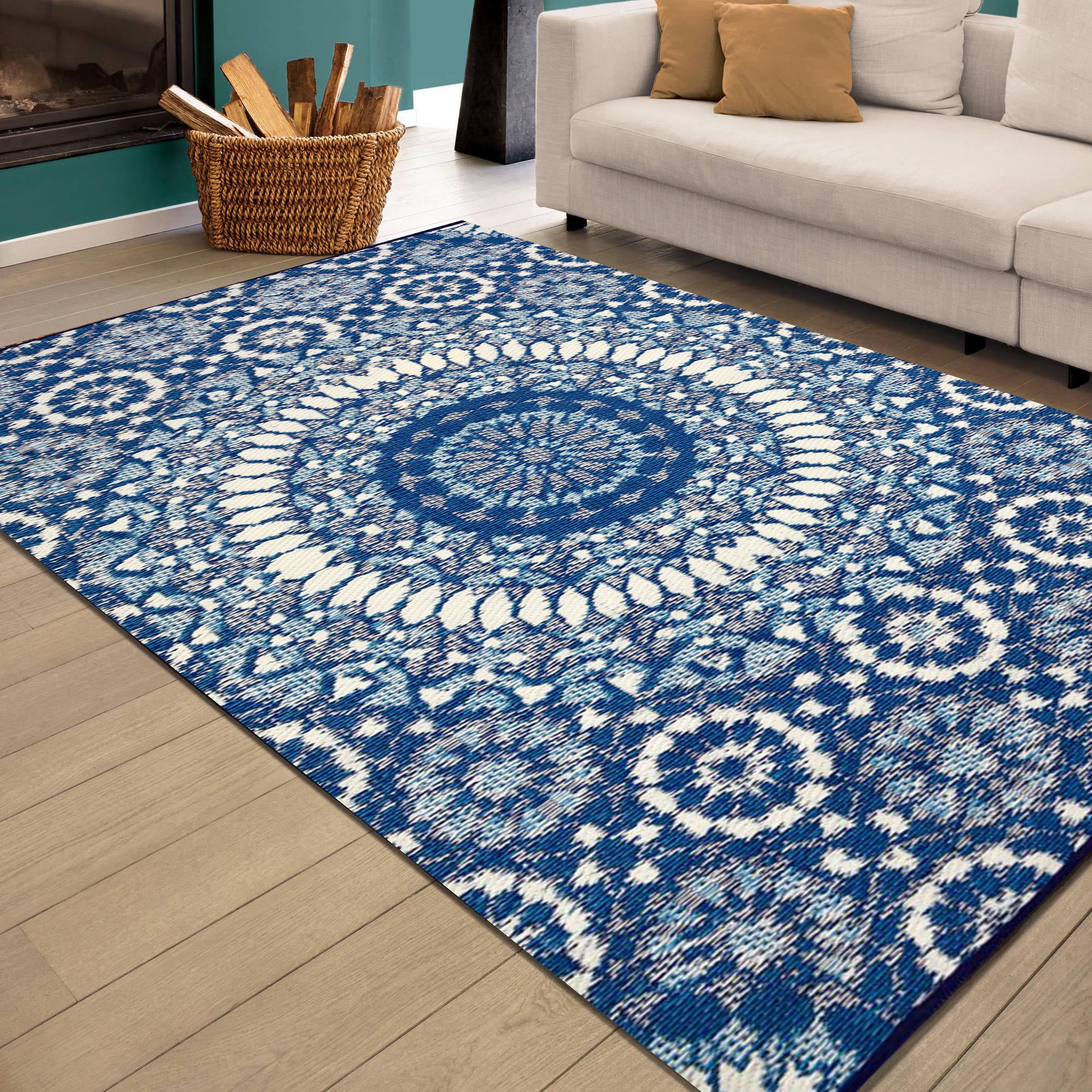 Reversible Indoor/Outdoor Mats - Chatai 2773 - Blue/White-120x170