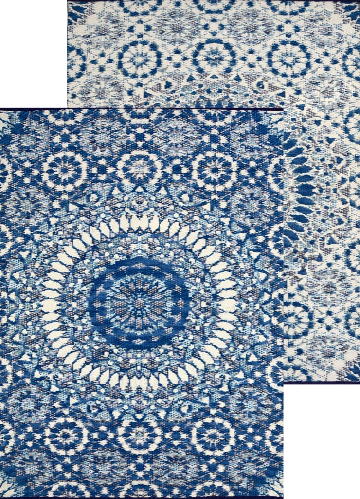 Reversible Indoor/Outdoor Mats - Chatai 2773 - Blue/White-120x170