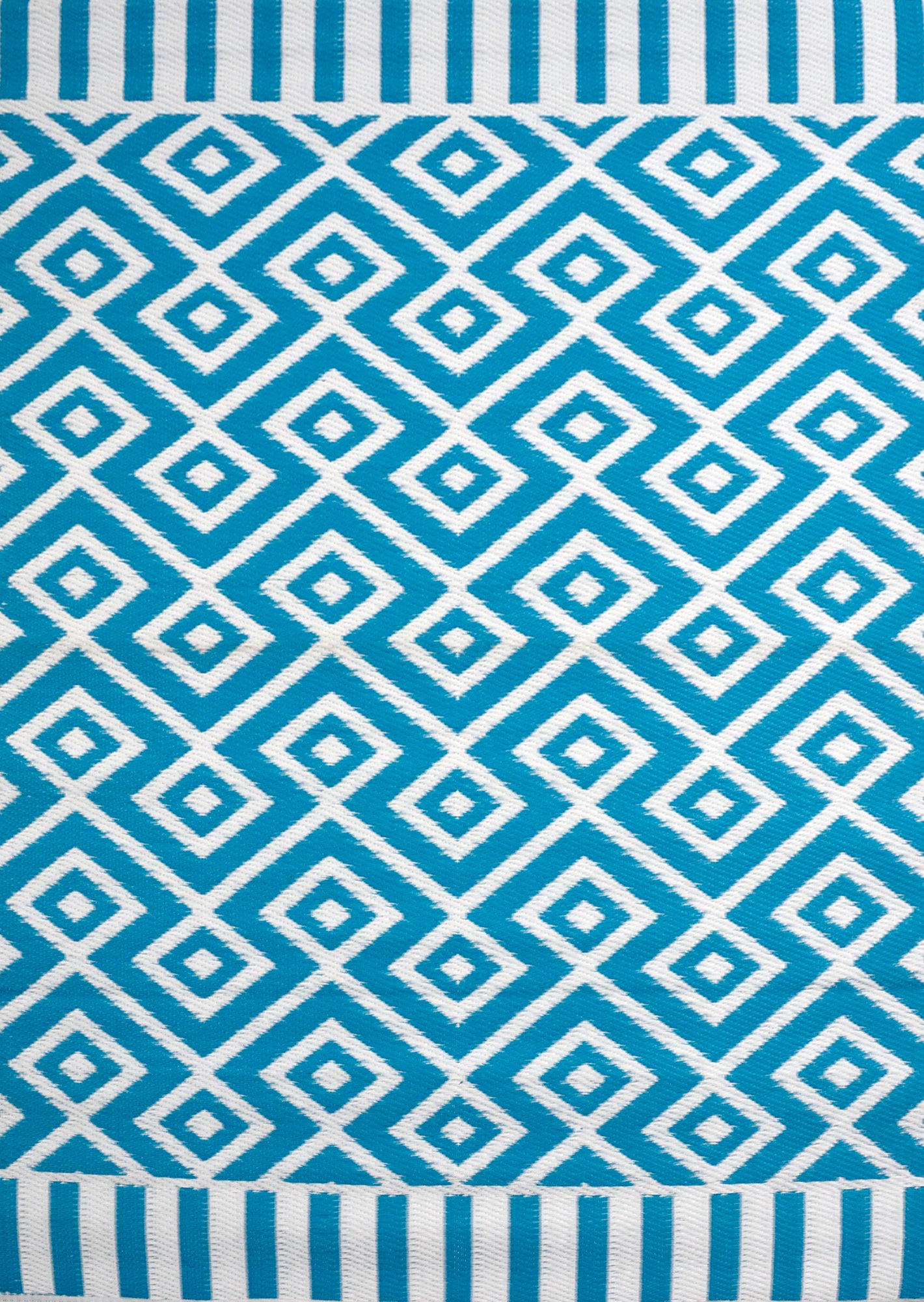 Reversible Indoor/Outdoor Mats - Chatai A002 - Aqua/White-120x170