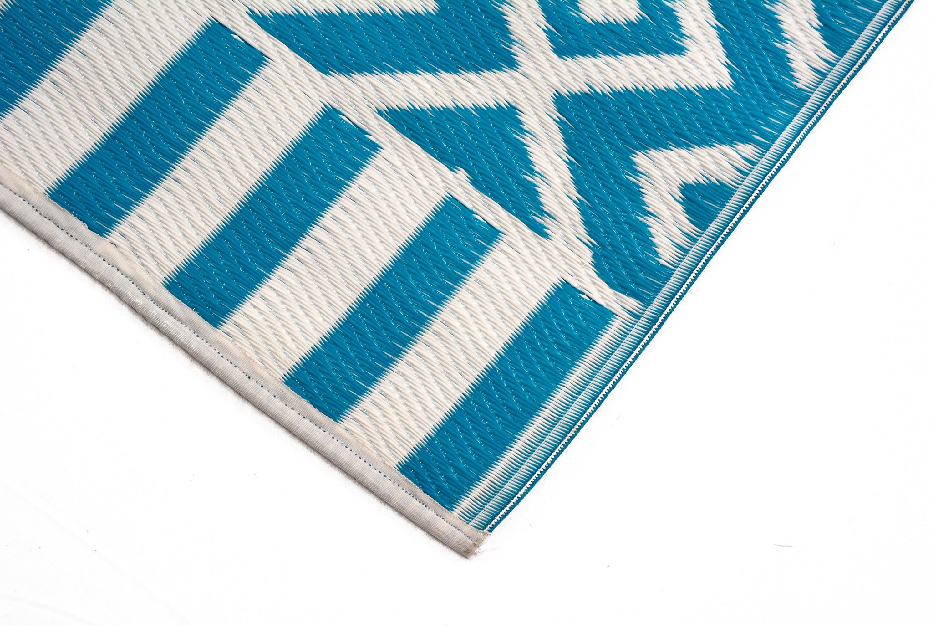 Reversible Indoor/Outdoor Mats - Chatai A002 - Aqua/White-120x170