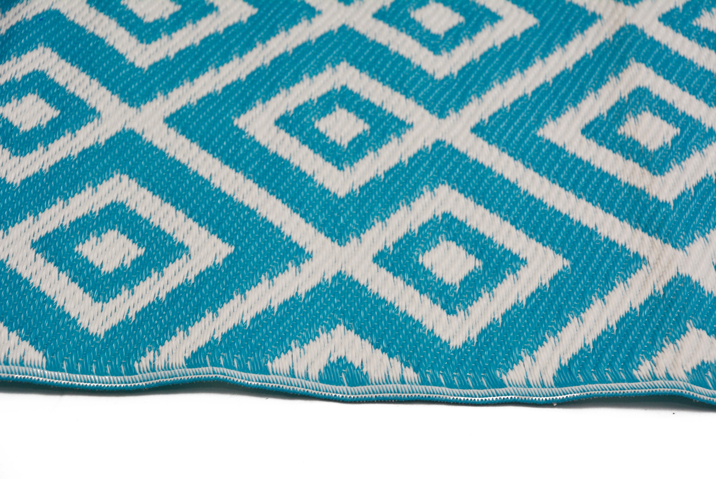 Reversible Indoor/Outdoor Mats - Chatai A002 - Aqua/White-120x170