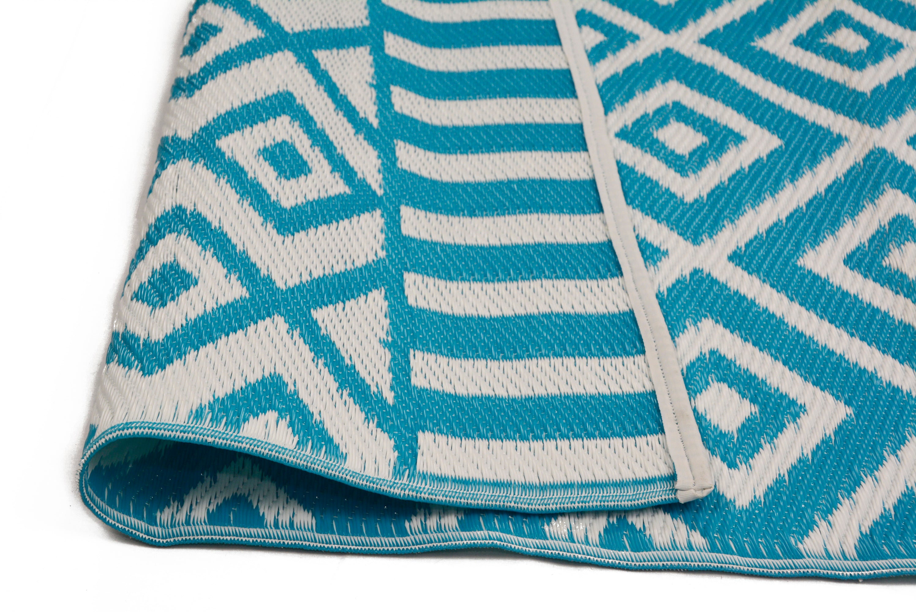 Reversible Indoor/Outdoor Mats - Chatai A002 - Aqua/White-120x170