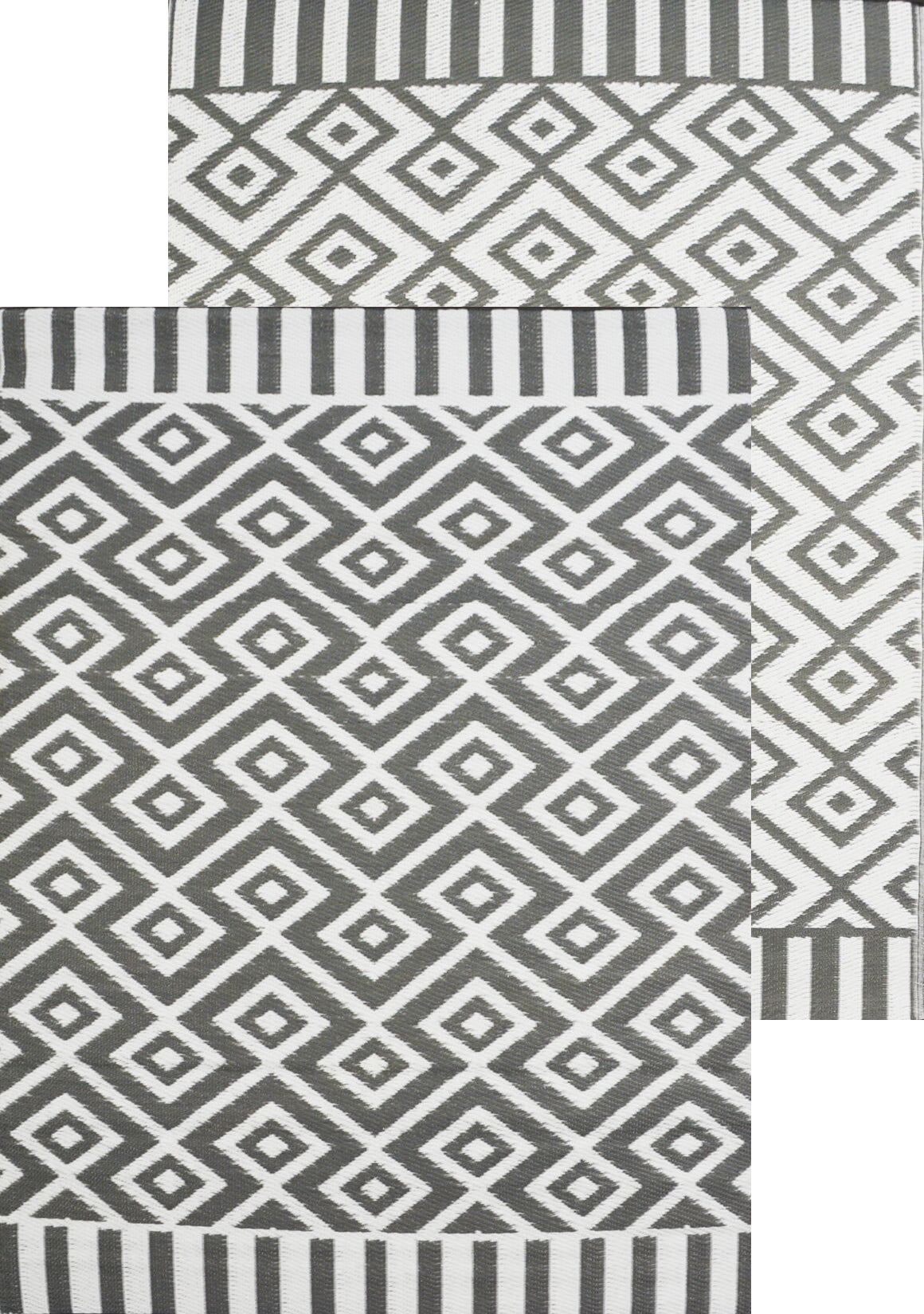 Reversible Indoor/Outdoor Mats - Chatai A002 - Grey/White-120x170