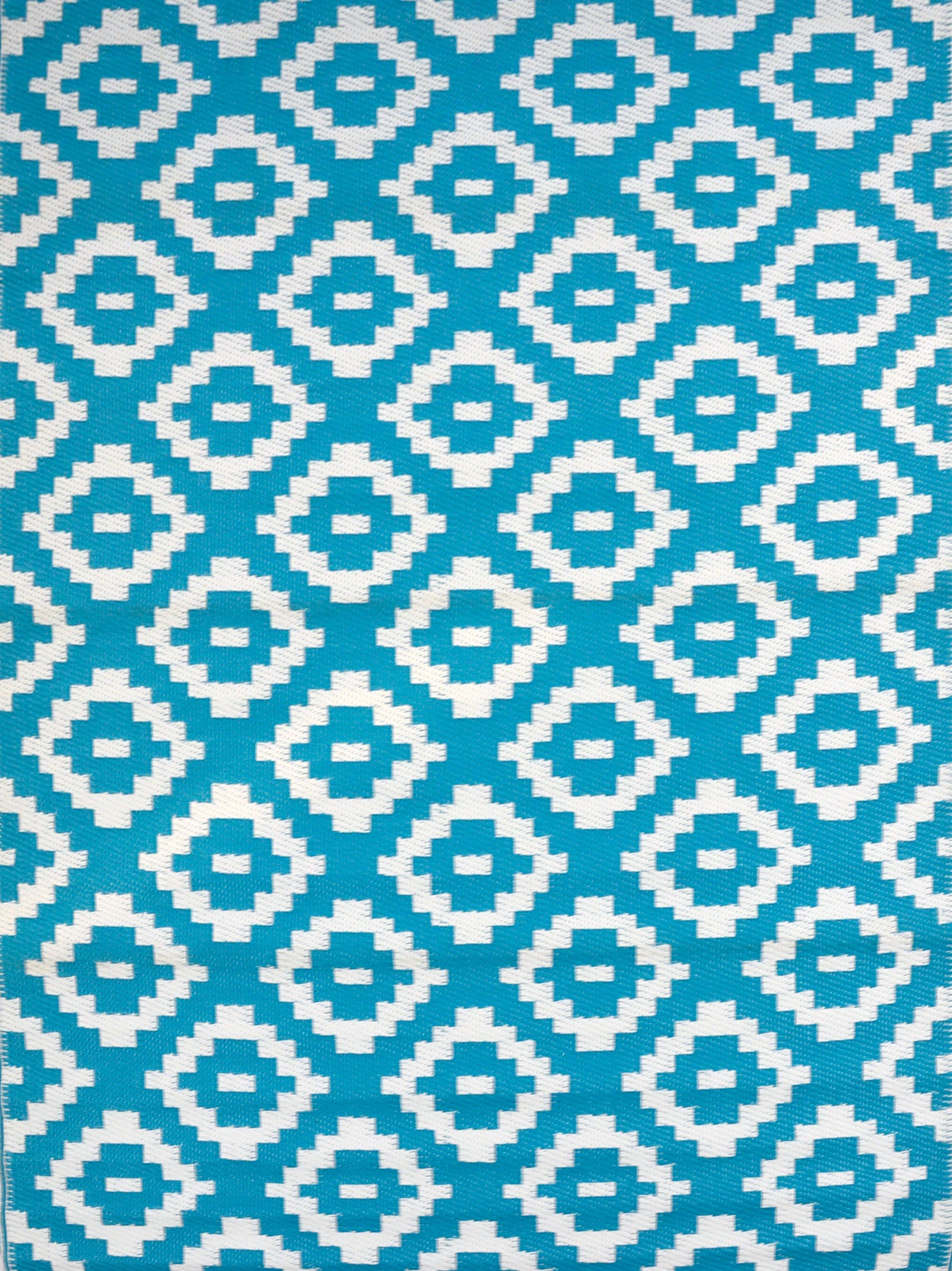 Reversible Indoor/Outdoor Mats - Chatai A004 - Aqua/White-120x170