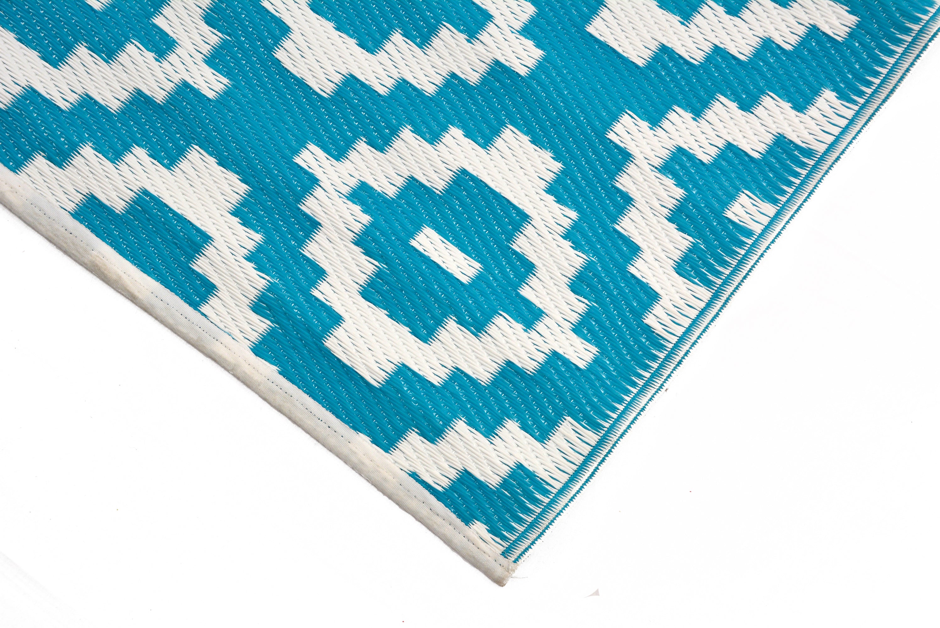 Reversible Indoor/Outdoor Mats - Chatai A004 - Aqua/White-120x170